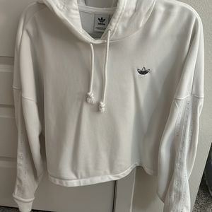 White Adidas cropped hoodie size M